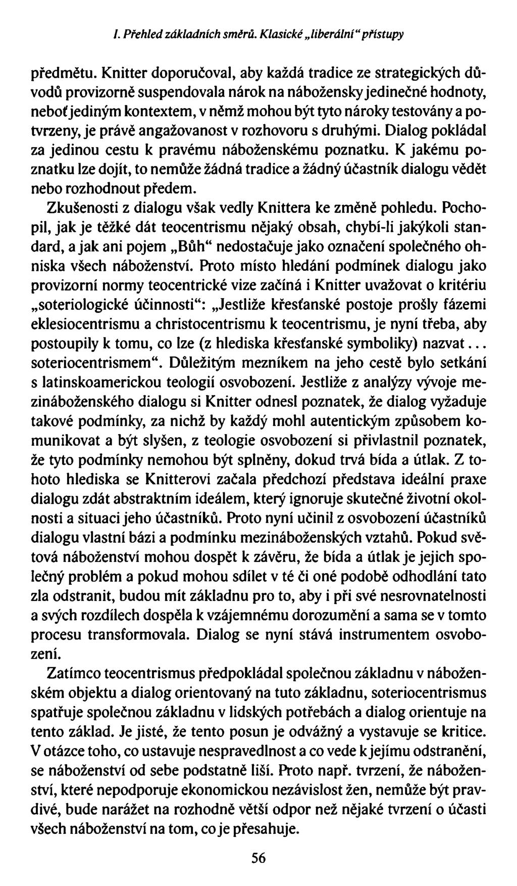 I. Přehled základních směrů. Klasické liberální přístupy předmětu.