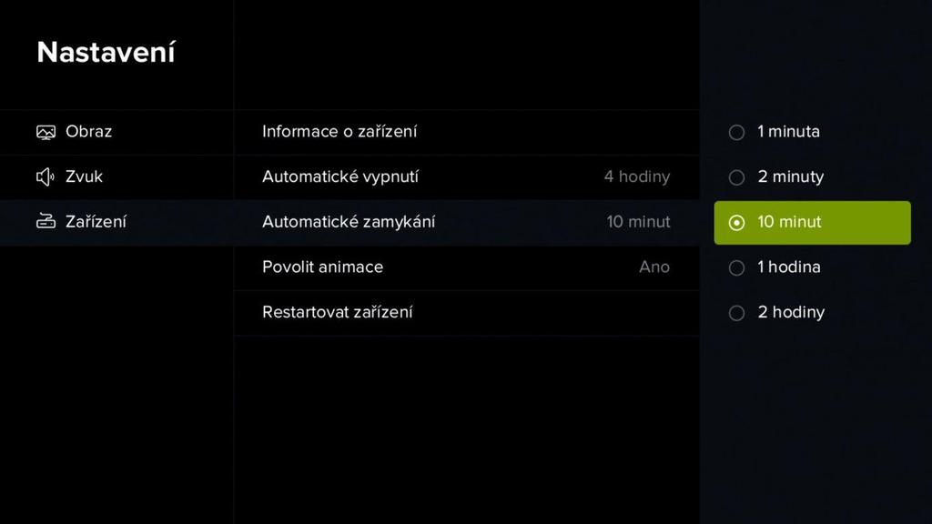 6) Možnost Automatické zamykání využijete pro stanovení času, po kterém se odemčené kanály (např. erotické kanály) opět uzamknou.