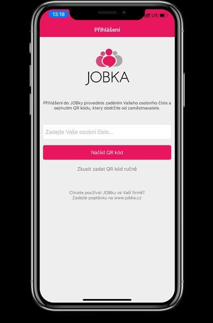 Správa přihlašovacích kódů (QR kódů) Aplikace JOBka ověřuje zaměstnance (uživatele mobilní aplikace) pomocí QR kódu. V každém QR kódu je uložen unikátní bezpečnostní znak a název firmy.