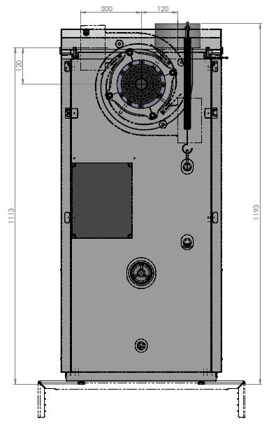 4. Montáž odtahového ventilátoru Odtahový ventilátor je dodáván demontovaný, pro přepravu vložen do přikládací komory kotle. Na kouřovodu kotle povolte šroub s vnitřním šestihranem.
