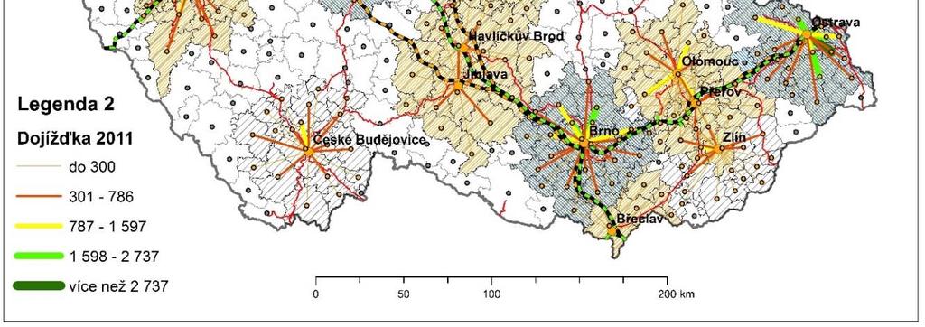 V tomto kontextu jsou z další analýzy vyloučena krajská města Karlovy Vary, České Budějovice a Zlín (Pardubice zůstávají v analýze díky vedení současného tranzitního železničního koridoru ).