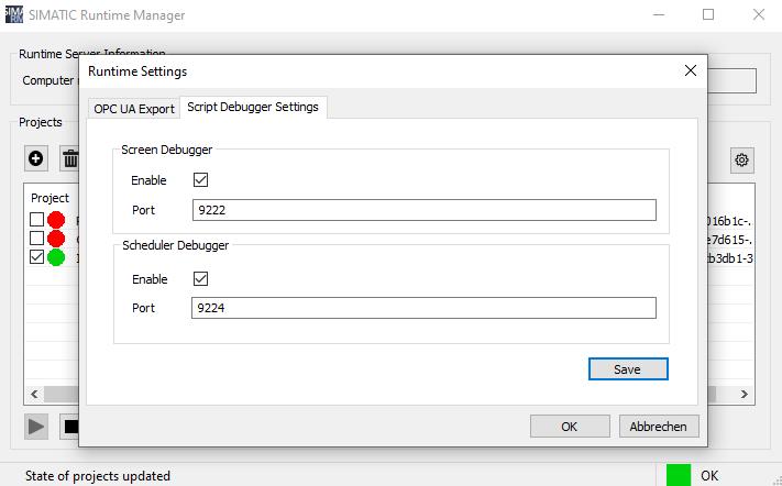 SIMATIC Runtime Manager Přístup do externího Scripting