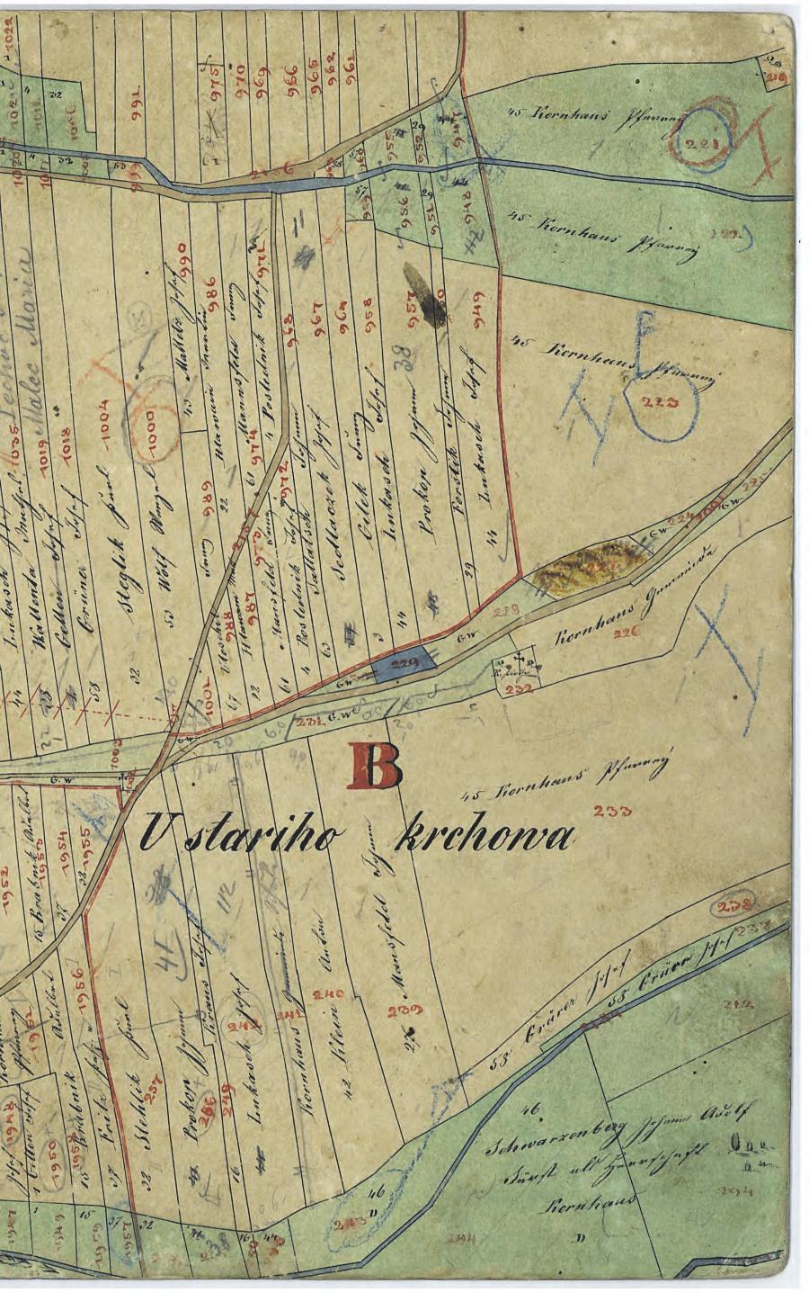 Mšecké listy 3. září 2020 historická mapa strana 9 V Národním archivu se nám podařilo nalézt starou mapu Mšece z roku 1841.