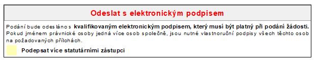 Podání bude odesláno bez kvalifikovaného elektronického podpisu.