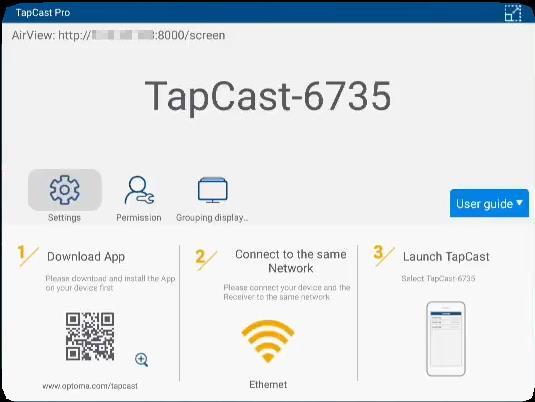 POUŽITÍ APLIKACÍ Rozšířené nastavení aplikace TapCast Pro Chcete-li konfigurovat rozšířené nastavení aplikace TapCast Pro, klepněte na některou z následujících ikon: Settings (Nastavení) : umožňuje