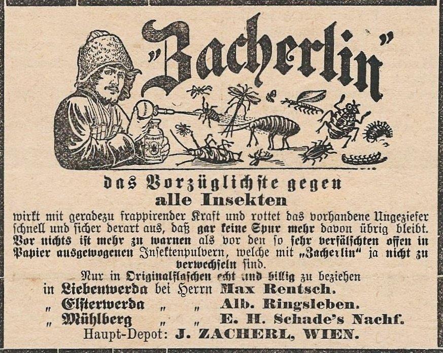 NP, obsahující reklamu na ZACHERLIN - prášek na hubení hmyzích