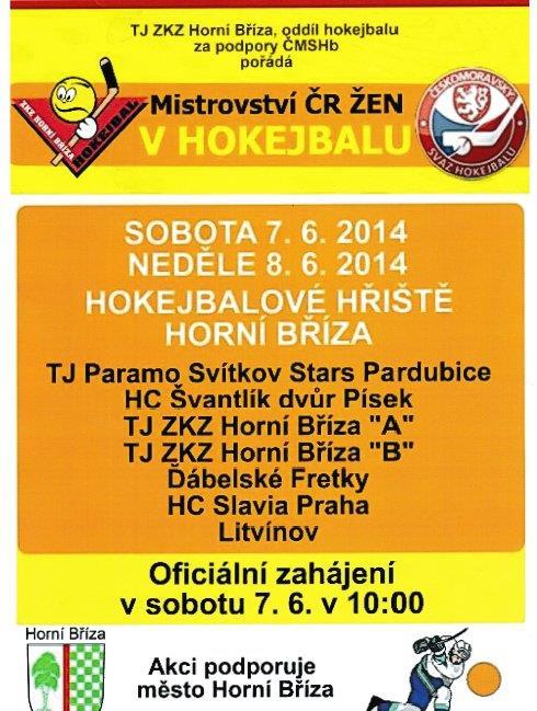 Městem Horní Bříza a Českomoravským svazem hokejbalu jeden z hlavních