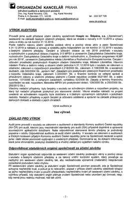 FINANCOVÁNÍ HOSPICE HLAVNÍ-NEZISKOVÁ ČINNOST HOSPICE 2019 NÁKLADY VÝNOSY materiál 2 366 606 energie 1 053 718 pojišťovny opravy 152 202 doprovody cestovné 59 710 pacienti 4 657 555 13 864 862 41 325