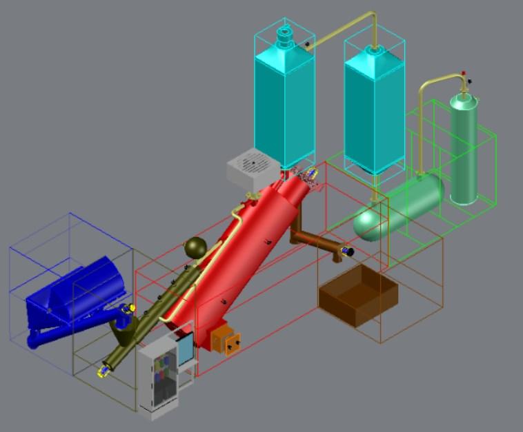 Příloha 3 - Technologické schéma jednotky ERVO zpracování plastů 1 2 3 4 5 6 7 8 9 10 11 12 13 21 20 19 18 17 16 15 14 Vysvětlivky Obrázek znázorňuje jednotku ERVO zpracování plastů.