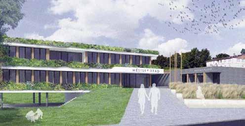 Z RADNICE Studie nové radnice z roku 2018 (Atelier Tsunami) Urbanisticko-architektonické řešení nové radnice z roku 2019 technologií a úspornosti v oblasti hospodaření s vodou a energiemi, tak