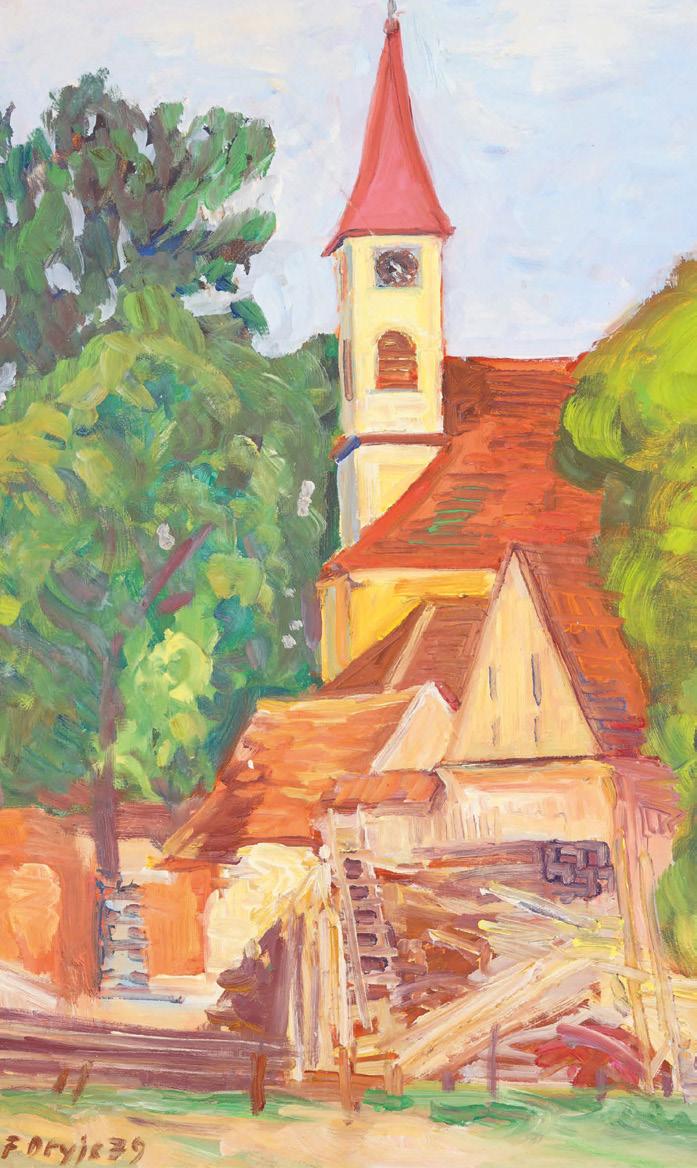 Na titulní straně je obraz Františka Dryjeho Suchdol nad Lužnicí z roku 1958, plátno, 73 x 100 cm.