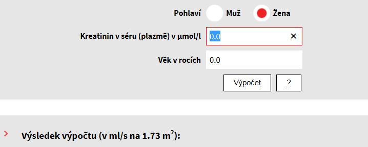 Odhad glomerulární filtrace Odhad glomerulární filtrace podle rovnice CKD-EPI 2009