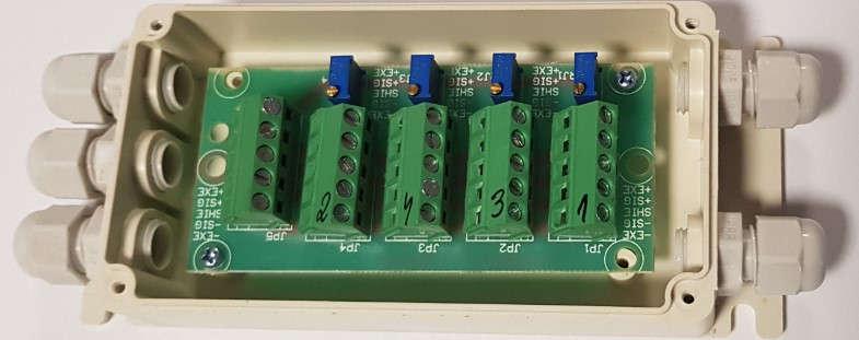Z09090000000 Slučovací skřínka KPZ Z09-9, pro 4 tenzometry v robustním ABS pouzdře, s potentiometrem KPZ Z09-9, junction box, board with potentiometer, for up to 4 load cells, in ABS housing, with