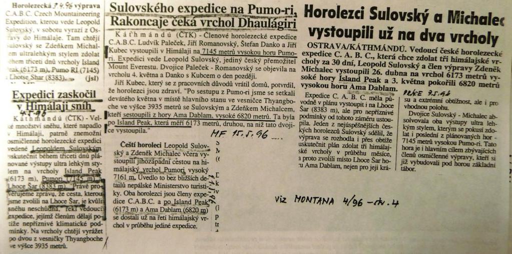 1: Týdeník Jiskra, expedice Andy, 2. 4. 1969.