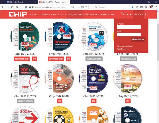 »on-line DVD«Vylepšená služba»on-line DVD«přináší plnohodnotný přístup k obsahu Chip DVD na internetu. Jde o řešení, které ocení stále početnější skupina čtenářů Chipu s počítači bez DVD mechaniky.