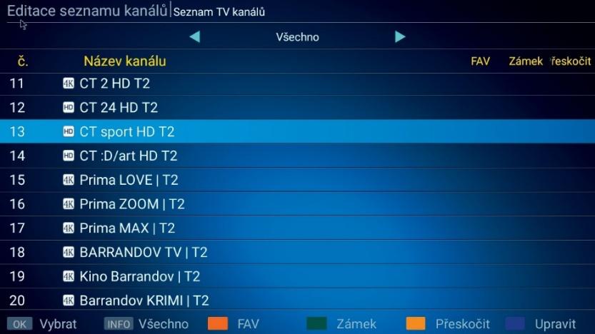 1 Ladění kanálů Při prvním spuštění Vás zařízení vyzve k naladění a instalaci kanálů: Vyberte, zda používáte klasickou anténu volba DVB-T/T2, nebo kabelovku volba DVB-C.