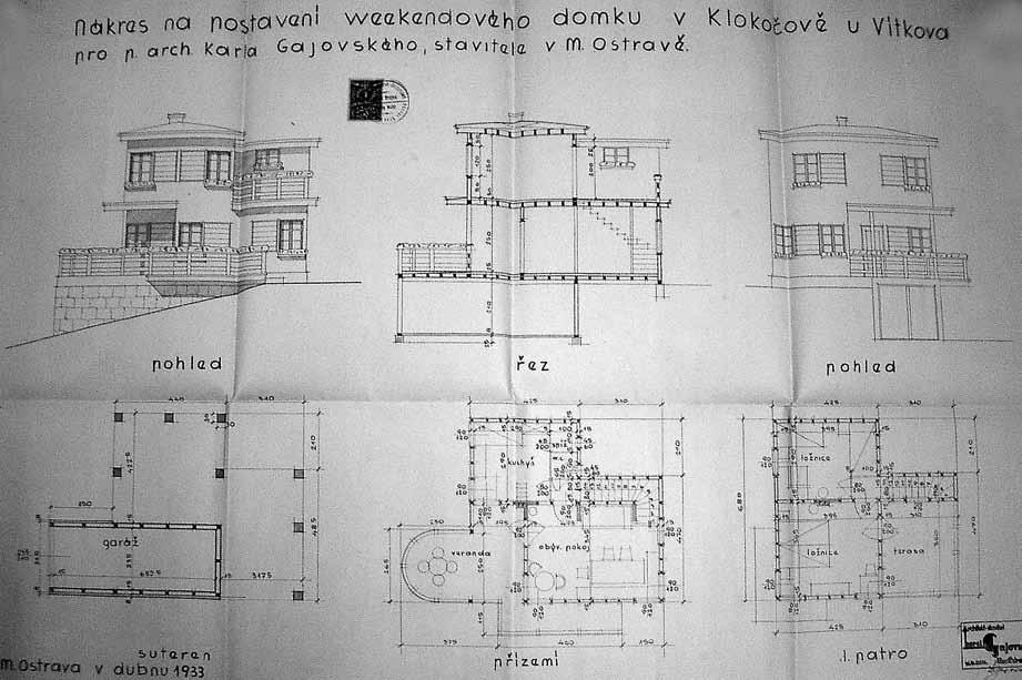 Chátrající exteriér Gajovského vily v