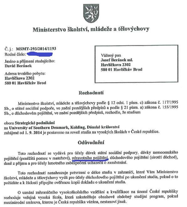Chyba MŠMT a nejrozšířenější mýtus Dokument, který vidíte napravo vám vystaví MŠMT.