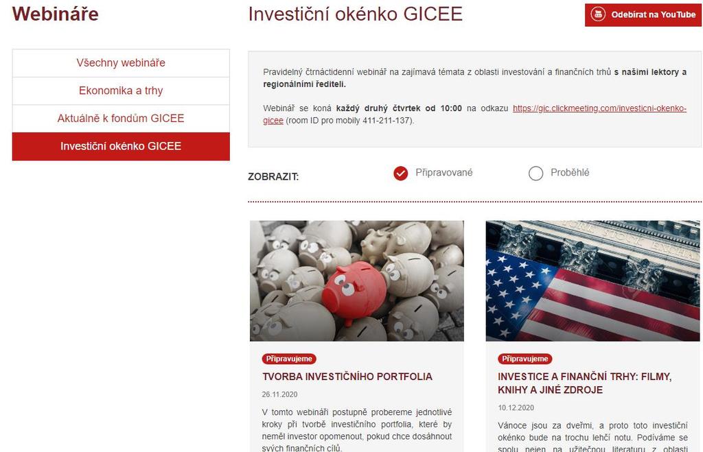 Vzdělávejme se online Informace na našich webových stránkách 4 https://www.generali-investments.cz/webinare.