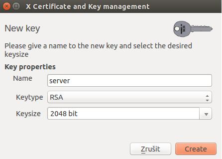 Generování certifikátů pomocí nástroje Easy-RSA a softwaru XCA zadáme jeho název, vybereme algoritmus klíče (RSA) a velikost klíče (obvykle 2048 bitů).