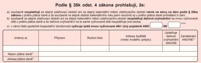 Do bílých řádků vypíše zaměstnanec údaje o svých dětech. Pokud zaměstnanec na dítě zvýhodnění neuplatňuje, napíše do kolonky Uplatňuji/neuplatňuji slovo neuplatňuji.