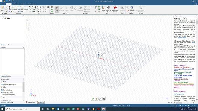 A můžeme vidět okno standardního nastavení DSM, ve kterém budeme vytvářet naše objekty pro 3D tisk.
