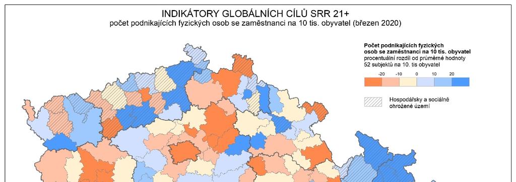 4.3. Indikátory hospodářsky a sociálně ohrožených území Indikátor č. 9: Počet podnikajících fyzických osob se zaměstnanci Metodika Na základě z Rejstříku ekonomických subjektů (RES) k 31