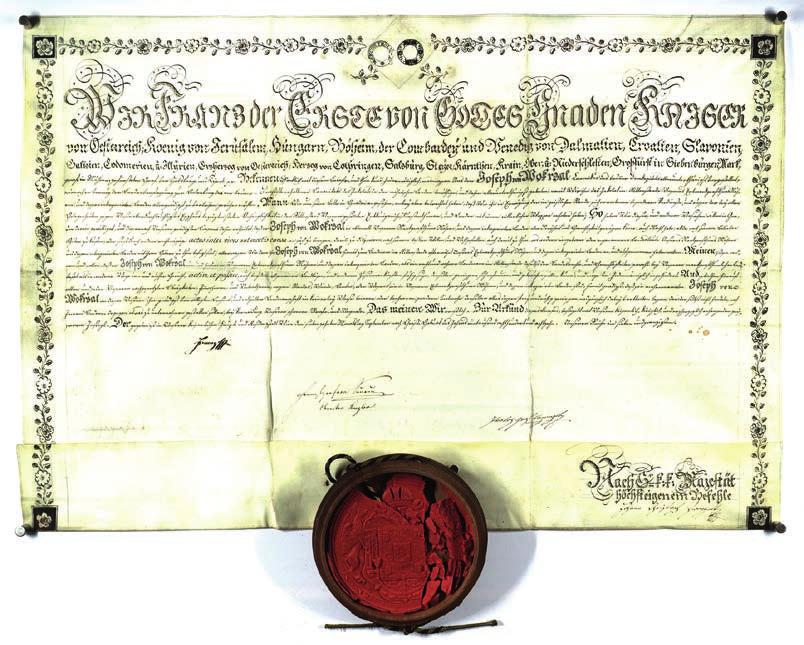 Obr. 12: Inkolátní listina pro Josefa von Wokřál, kanovníka kolegiátní kapituly sv.