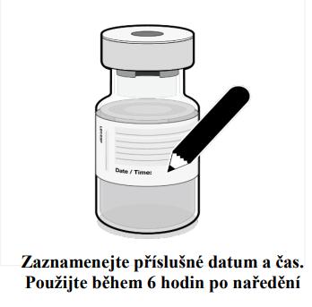 Injekční lahvičky s naředěnou vakcínou je třeba označit příslušným datem a časem likvidace.