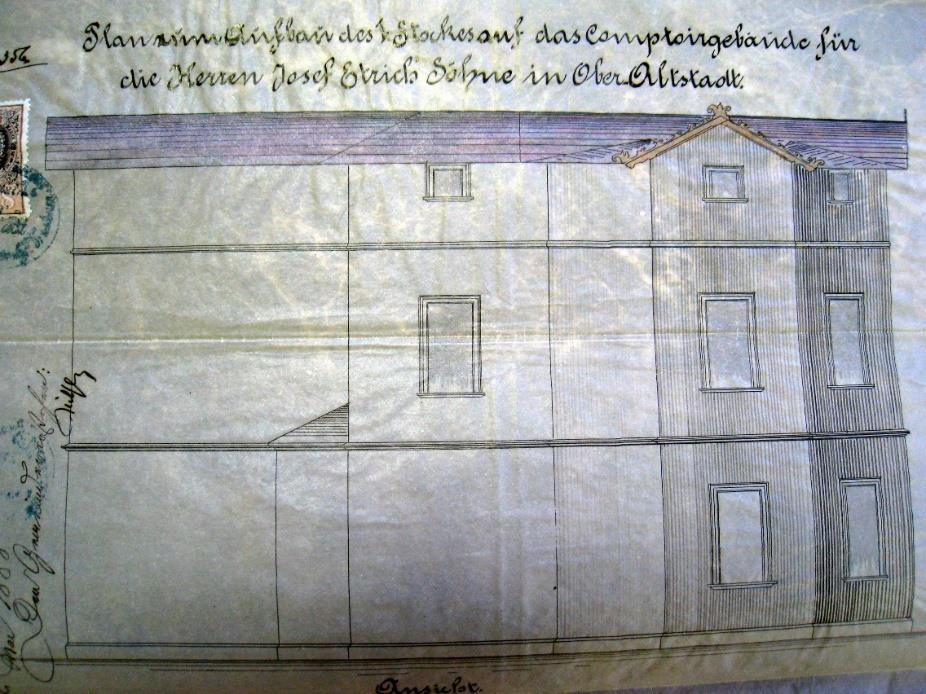 27) Plán výstavby prvního patra kancelářských budov v