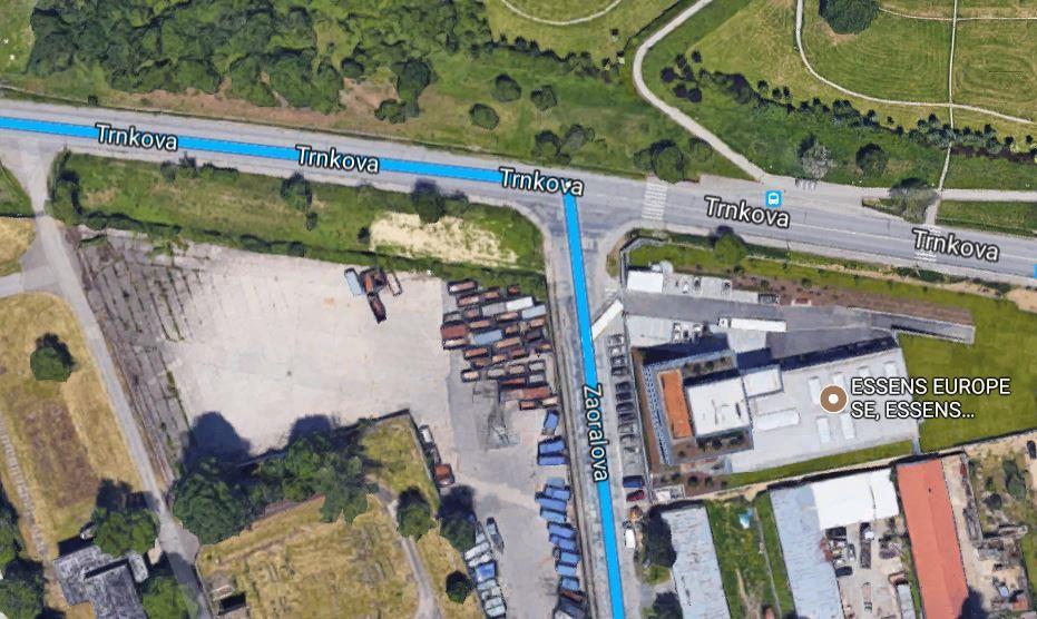Trasa má délku 4,4 km a předpokládaná doba jízdy je 10 minut. Obr. 8 Dopravní trasa výztuže B1 Odbočení na ulici Trnkova Nákladní automobil vyjede z areálu firmy FeroStav a.