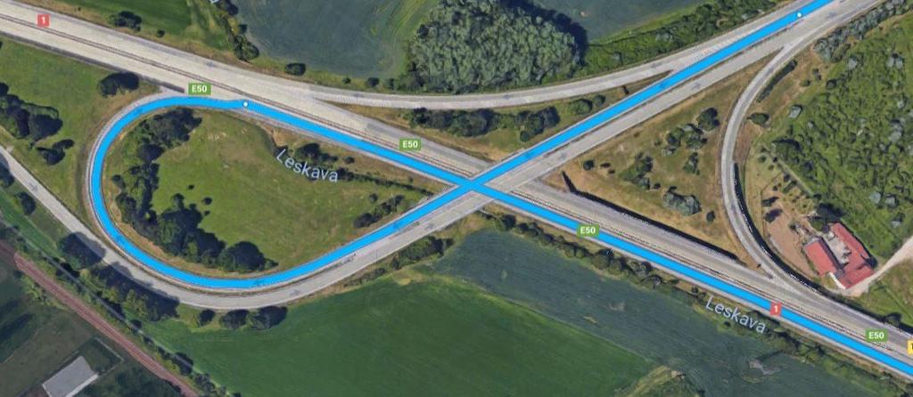 24 Bod E2 (odbočení na ulici Bítešská) E3 Nájezd na D1 Vozidlo pokračuje 1,1 km po silnici I/23 (ulice Bítešská), poté se drží vlevo na nájezd na D1, směr Bratislava,