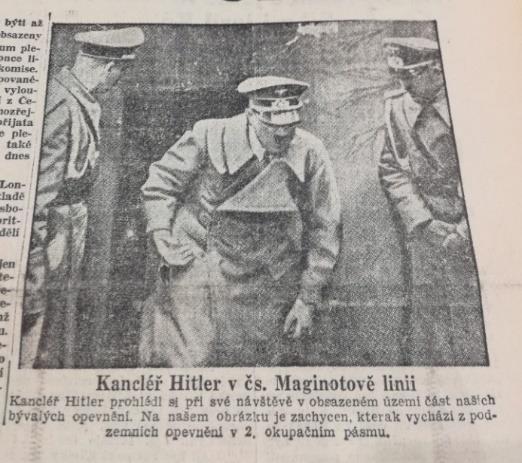 SVOBODA, Československé opevnění 1938, s. 68. Obrázek č. 15. Ojedinělá zpráva uveřejněná dne 11.