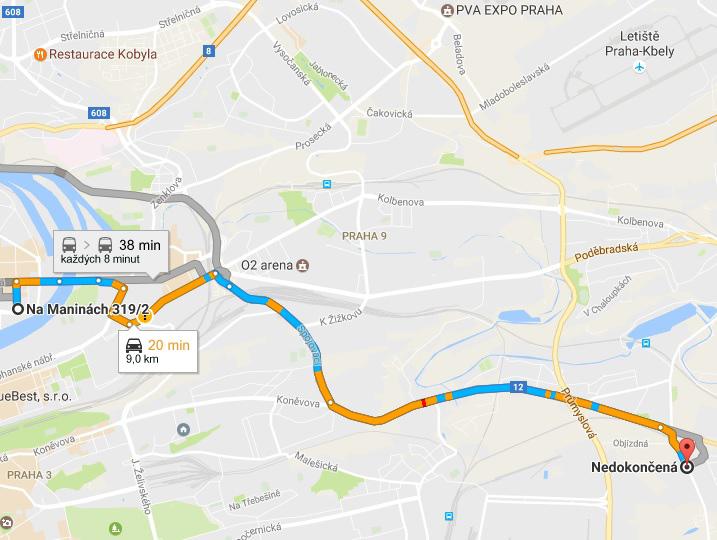9.1.5 Ekonomická bilance Celková doba trvání: 17dní Obr. 9.11 Mapa dopravy autočerpadla Ekonomická bilance č.