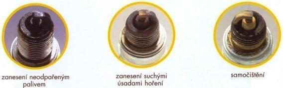 snáší nižší tepelné zatížení Použití: -běžné 4dobé motory spalovací motory s kapalinovým chlazením b) studená svíčka - má vyšší tepelnou vodivost trvá déle, než dosáhne samozápalnou tepelnou - déle