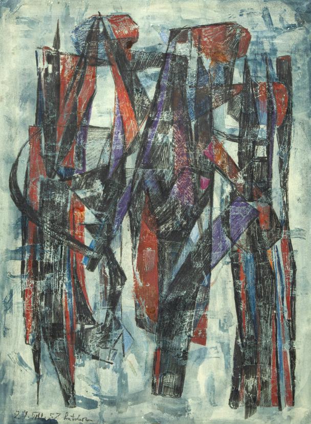 , 1957 olej/papír, ve výřezu 58 x