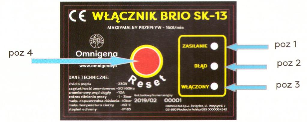 2. Použití a provoz Tlaková řídící jednotka BRIO SK-13 slouží pro automatické přímé spínání a vypínání čerpadel s jednofázovými motory.