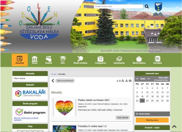 Komunikační kanály školy Na webových stránkách školy www.zsodolenavoda.cz jsou veškeré aktuální informace o dění na naší škole a ve třídách.