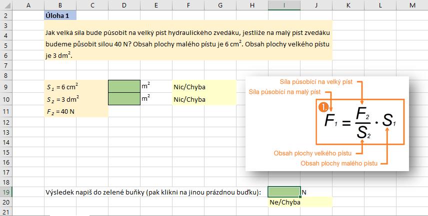 PASCALŮV ZÁKON, DALŠÍ ÚLOHY Nyní přejdeme do aplikace Microsoft Excel, kde
