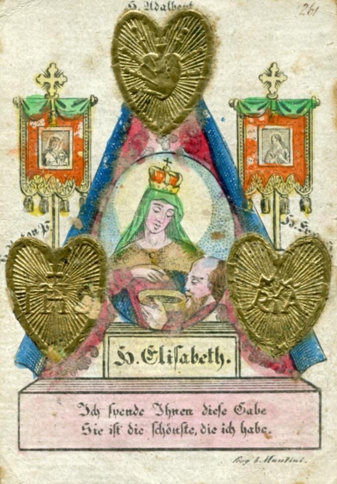 Kolorovaná rytina s měděnými, pozlacenými plíšky, 1. polovina 19. století.