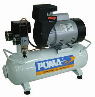 Hlučnost 85 db Maximální tlak 8 bar Objem zásobníku 8 litrů Hmotnost 17 kg Rozměry š x h x v - 430 x 190 x 430 mm Dlouhá životnost Puma MC 7523 - přenosný