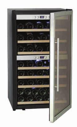 Vinotéky SW - 38 - Dvouzónová vinotéka 395 x 585 x 1020 mm Brutto objem: 125 l Příkon: 117 W Teplotní rozpětí: (+25 C, 60% Rh) +5... +22 C Spotřeba el.