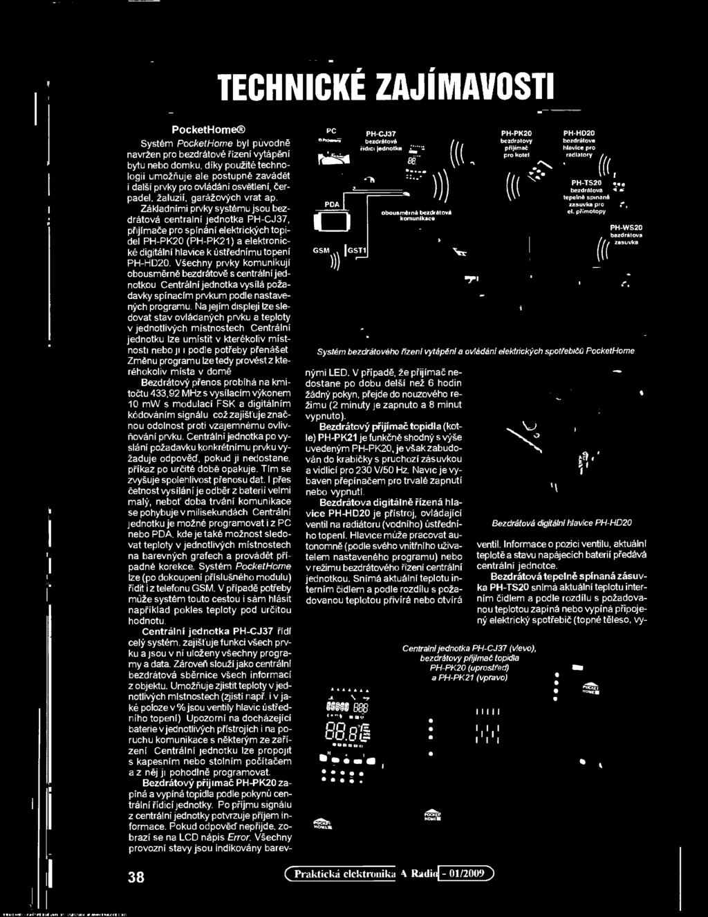 Všechny prvky komunikuji obousměrné bezdrátově s centrální jednotkou Centrální jednotka vysílá požadavky spínacím prvkům podle nastavených programů.
