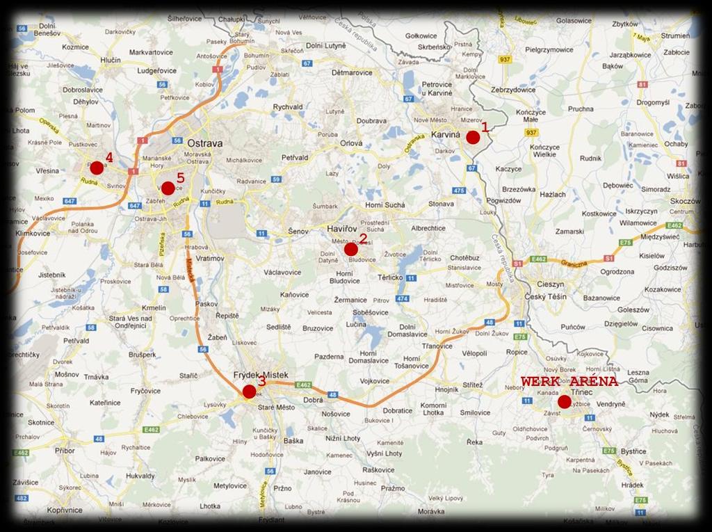 PODOBNÉ STAVBY V OKOLÍ Nejbližší zimní stadióny jsou v: 1)Karviné (26km) 2)Havířově (28km) 3)Frýdku Místku (30km)