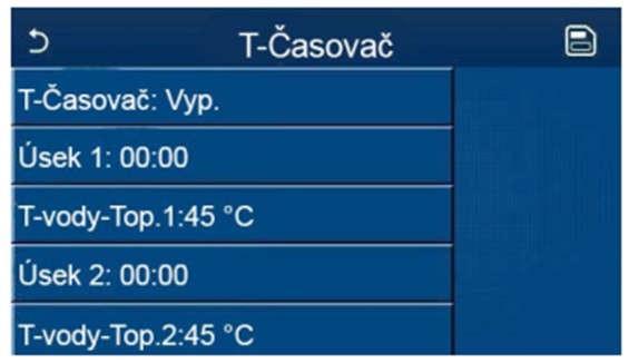 Když je k dispozici nádrž na vodu, je možné používat režimy Topení, Chlazení, TUV (Ohřev vody), Topení + TUV a Chlazení + TUV ; když však nádrž na vodu není k dispozici, lze použít jen režimy Topení