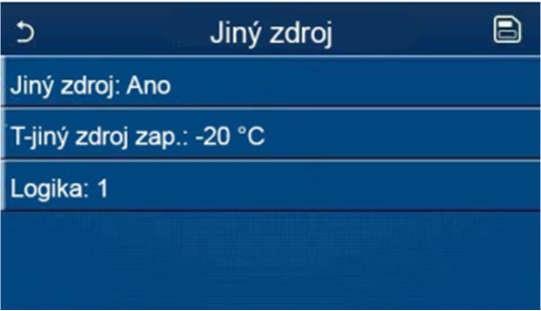 1.2.4.5 Termostat 1. Když na stránce nastavení provozních parametrů stisknete Termostat, zobrazí se příslušná nastavovací stránka. 2.