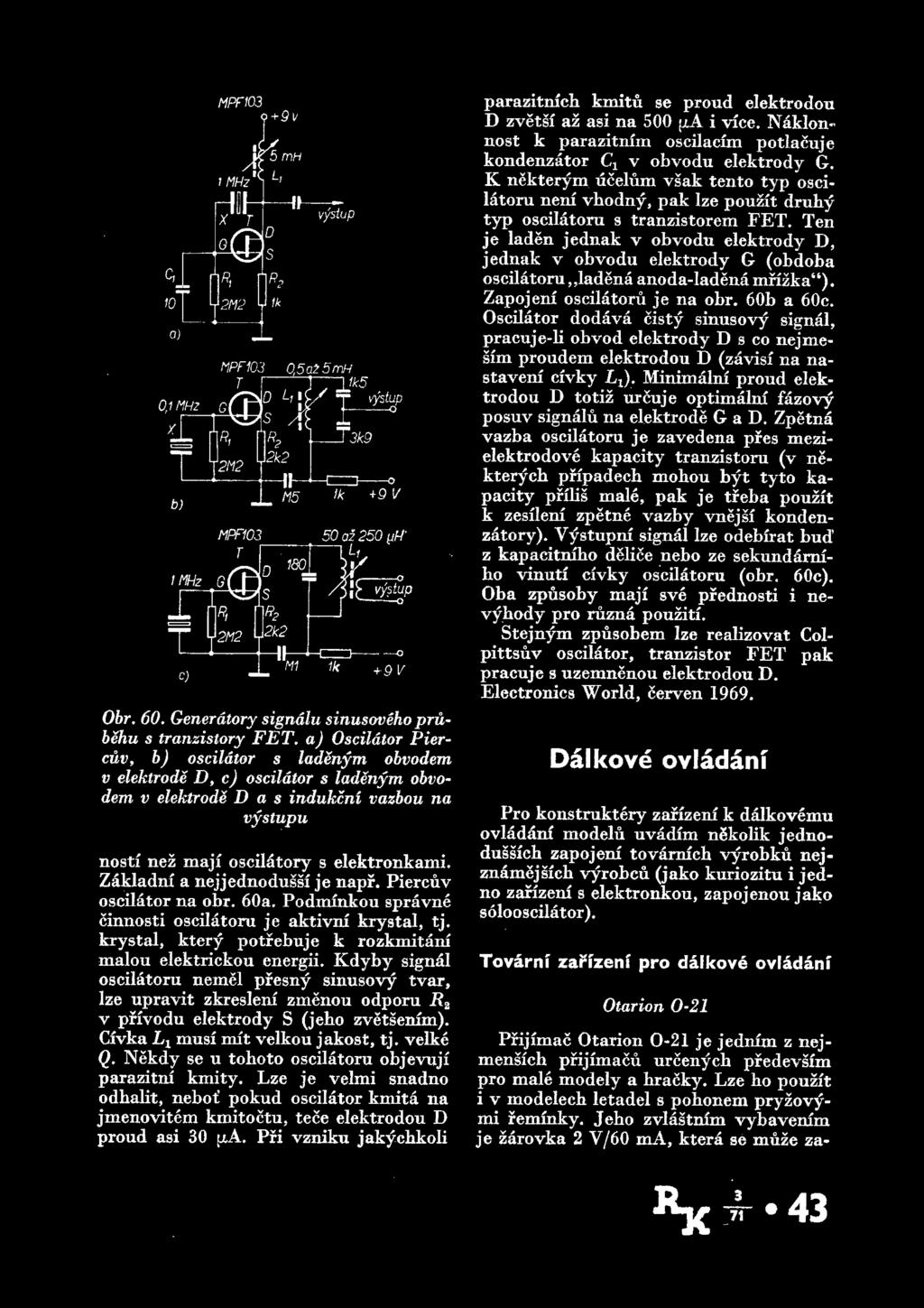 MPT103 o+5^ Obr. 60. Generatory signalu sinusoveho prubehu s tranzistory FET.