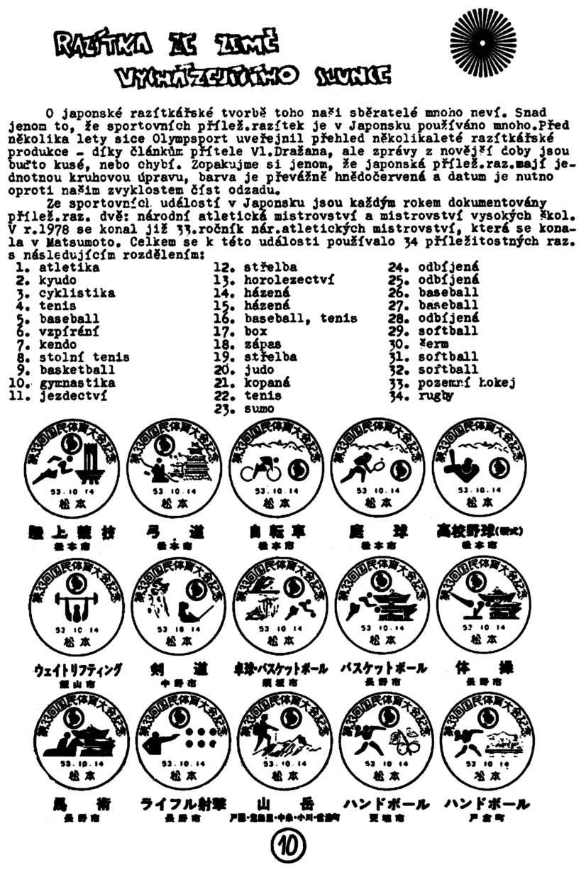 PR Kč SKndĚ VUŽZIŮHO HITS O japonské raz(tkářské tvorbě toho naši sběratelé mnono neví. Snad jenon to, že sportovních přílež.razftek je v Japonsku používáno mnoho.