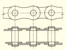 Gallův řetěz je normalizován v 17 velikostech článků (ČSN 02 3330) s roztečemi t = 10 až 120 mm.