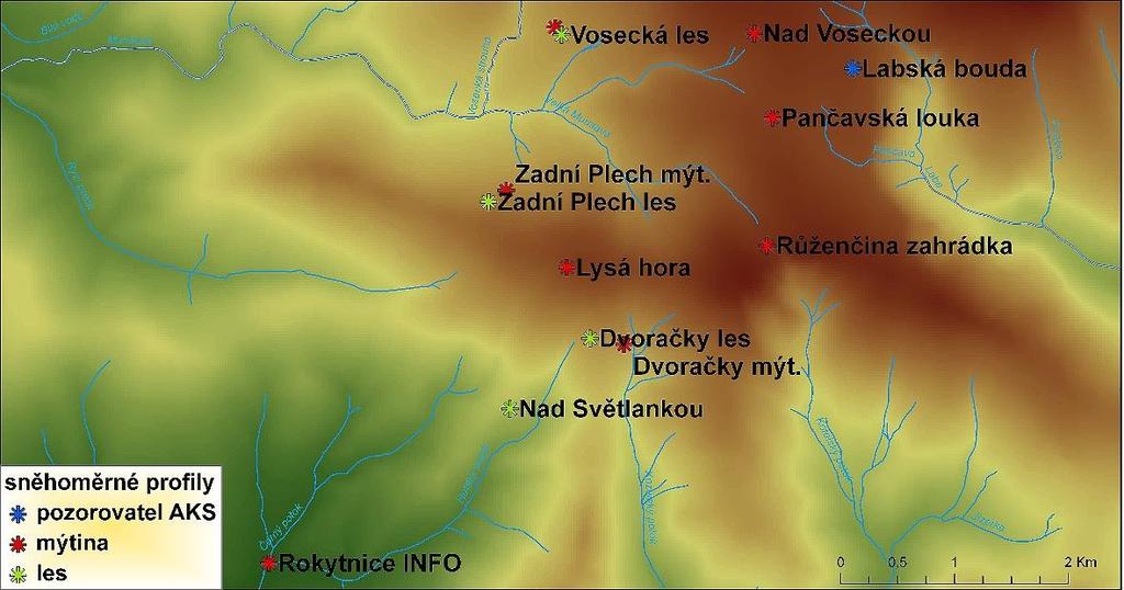 SNĚHOVÉ PROFILY ZIMA 2016/2017 ZÁPADNÍ KRKONOŠE sněhové profily UMT_X UMT_Y NVN ROKYTNICE IS mýtina 533203 5619920 601 NAD SVĚTLANKOU les 535312 5621270 930 VOSECKÁ mýtina 535705 5624610 1117 ZADNÍ